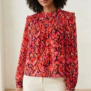 NWT PINCH Remi Pink Pintuck Long Sleeve Blouse Sz XS